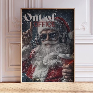 retro aus Büro Wand Kunst Druck Weihnachtsmann Weihnachtsplakat y2k lustiger ästhetischer Druck Weihnachtsmann Plakat Funky ästhetischer Druck für Wohnung Winter
