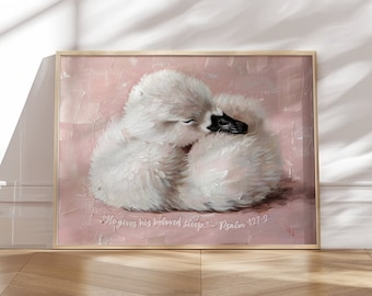 Pink Swan Nursery Art, Vintage Style Painting, UNFRAMED print