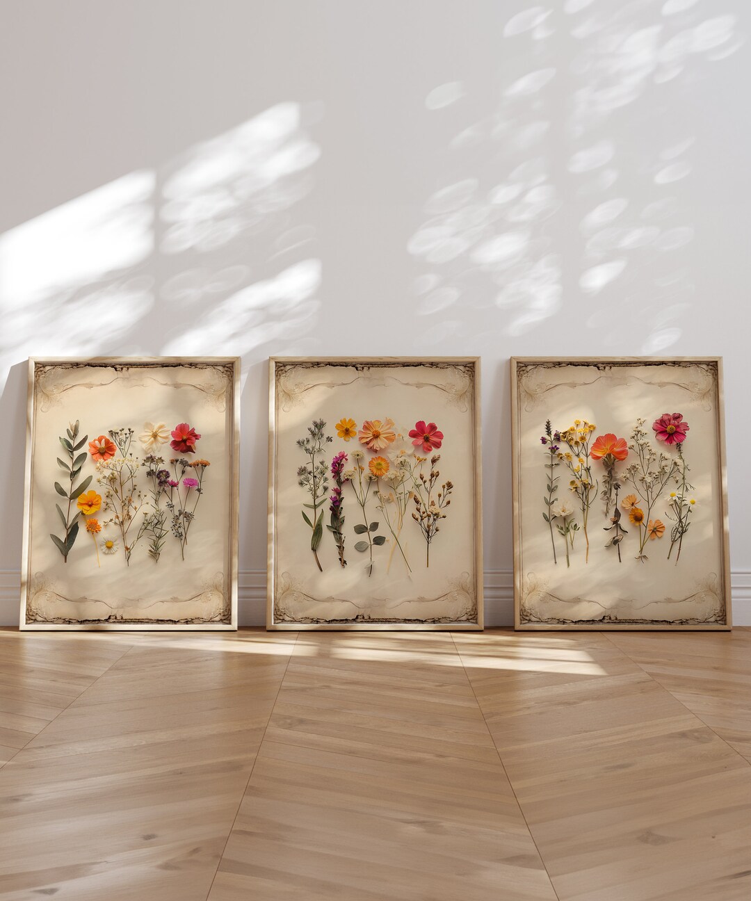 Vintage Floral Wall Art Set Of 3