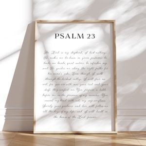 Salmo 23 Arte de la pared Escritura vintage Versículo bíblico Imprimir El Señor es mi pastor Versículo bíblico Póster Decoración de pared imprimible cristiana