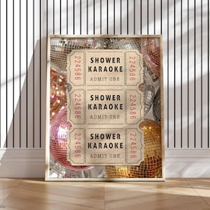 gerahmter Badezimmer Print Dusche Karaoke Wall Art Print Diskokugeln ästhetisches Design Wohnheim Wandkunst Y2K ungerahmt