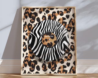 custom vinyl record song lyrics wall art music poster wedding anniversary gift, zebra black and white decor cheetah print framed