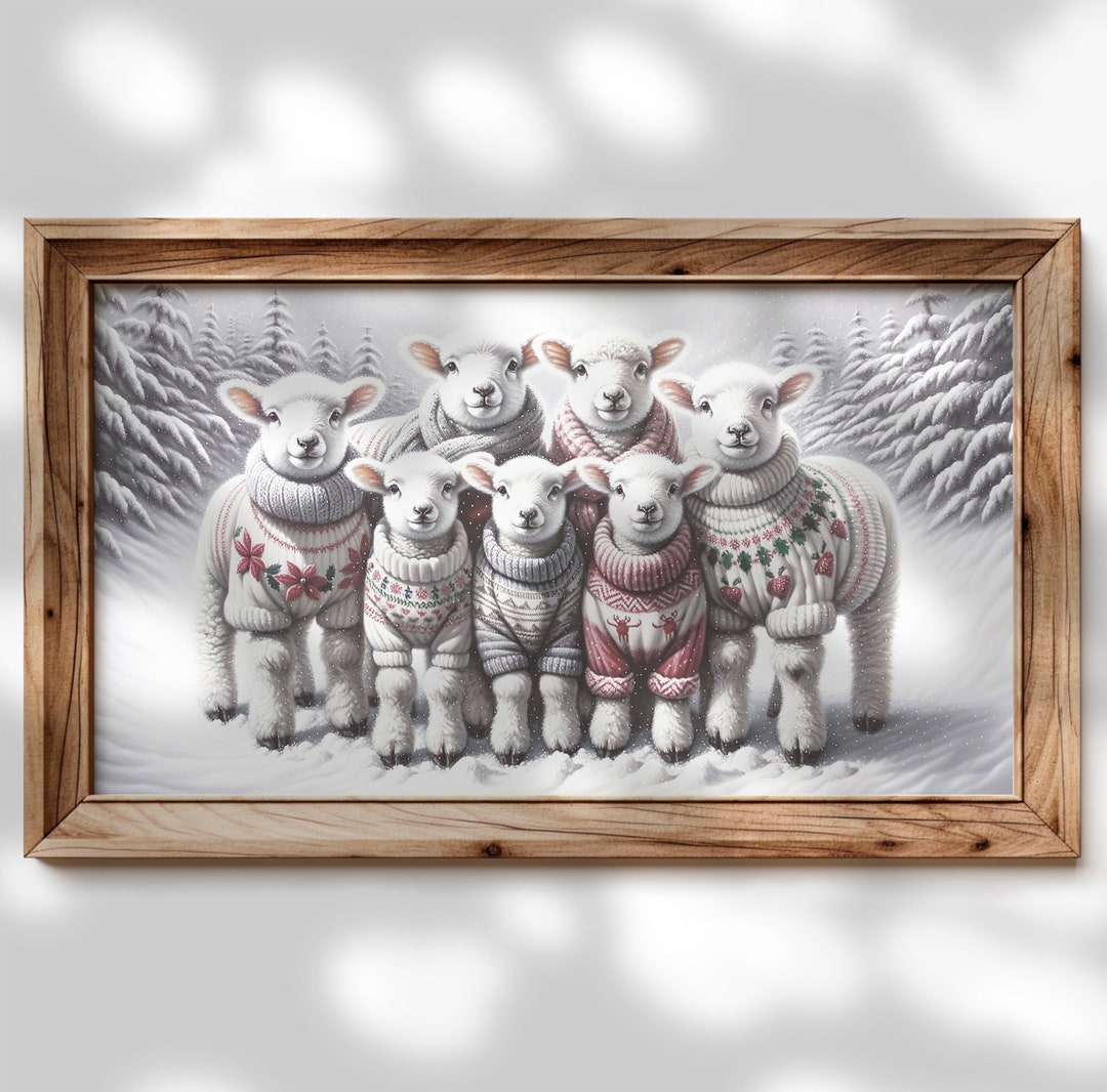 ジャンパーを着たキッチュなクリスマス羊たち – ヴィンテージ サムスン