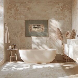 Shower Karaoke Ticket Print for Bathroom Funny Wall Art boho green neutral Aesthetic for Shower Singing Vintage Trendy Decor Digital poster