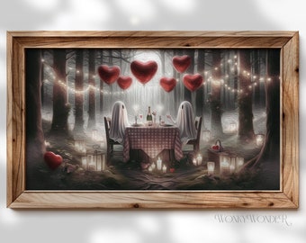 Ghosts Anniversary Dinner Frame TV Art, Romantic Vintage Painting (Digital Download)