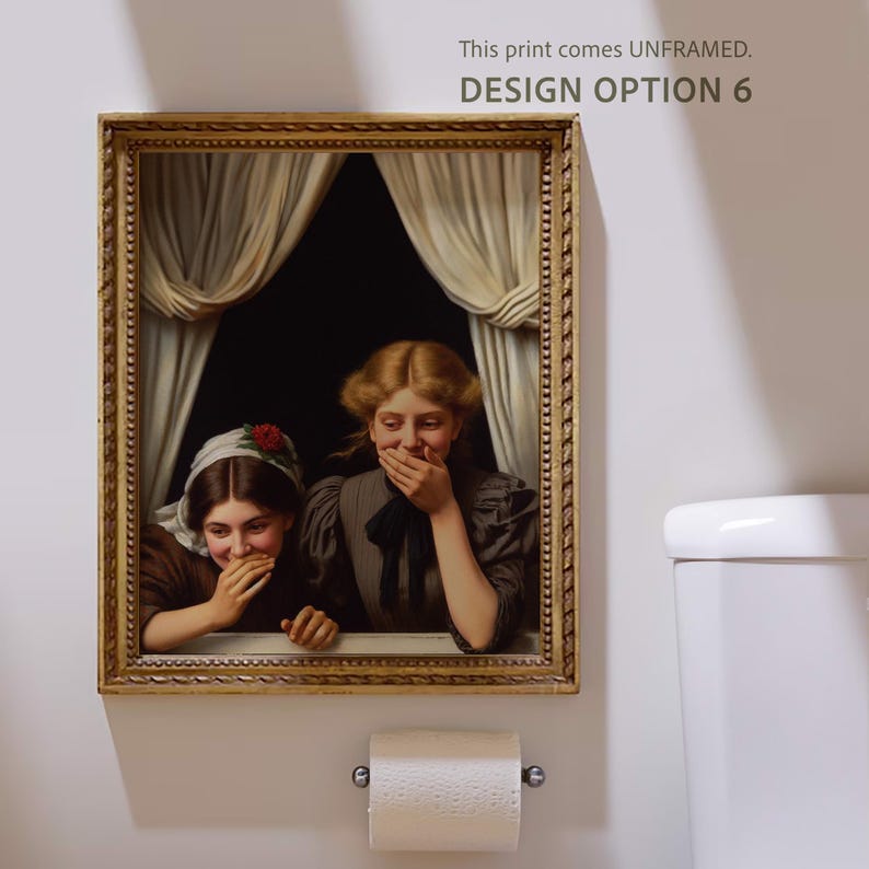 Funny Bathroom Wall Art Decor Toilet Sign Queen Portrait Vintage Gift ...