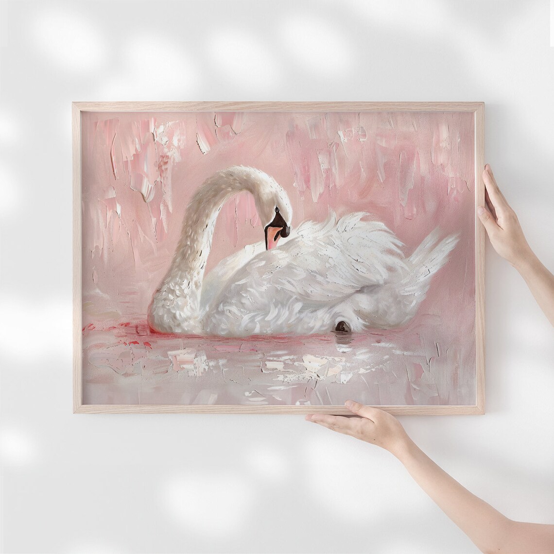 Blush Pink Swan Painting Print, Vintage Coquette Wall Art (UNFRAMED ...