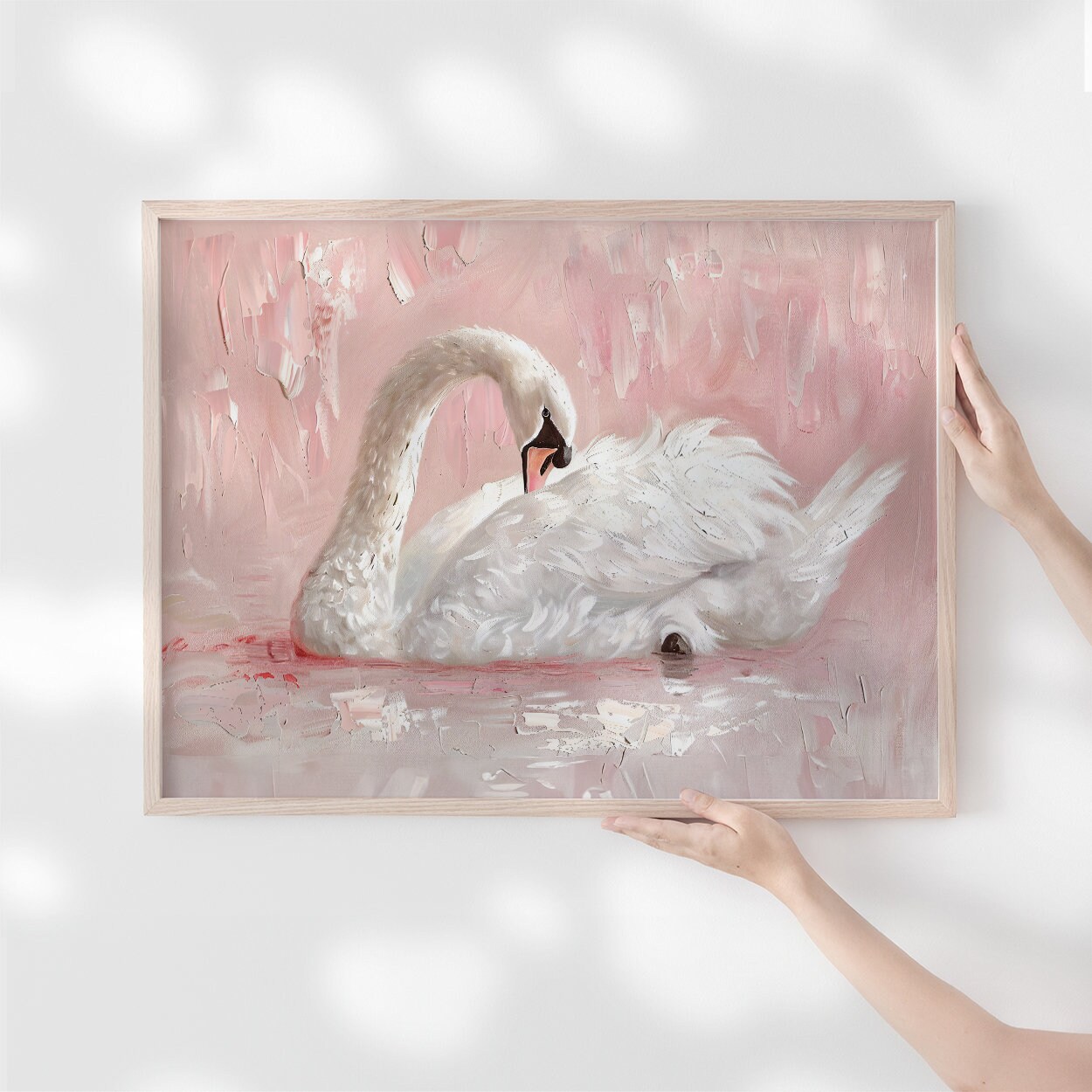 Blush Pink Swan Painting, Vintage Coquette Wall Art (digital Print) - Etsy