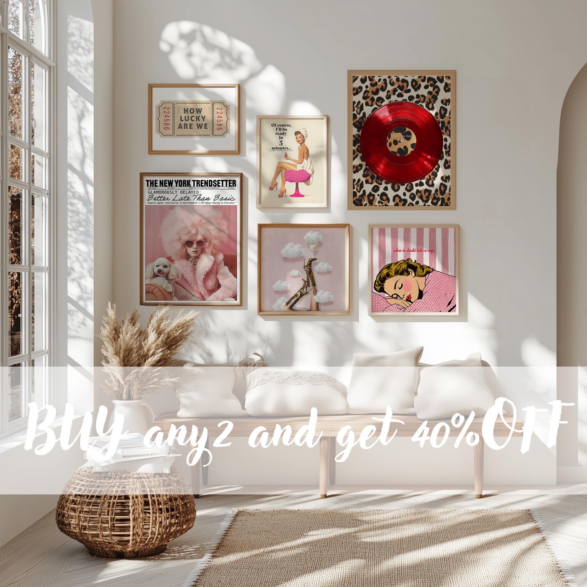 WOFUPMY Pósteres de moda lindos y eclécticos de estética de preppy en lienzo, arte de pared amarillo de afirmación para decoración de habitación, impresiones más amor por favor para dormitorio