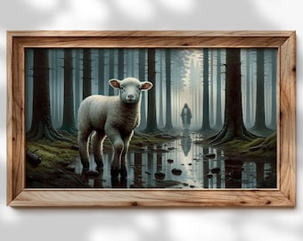 Good Shepherd Lamb Frame TV Art – Religious Wall Decor (Digital Download)