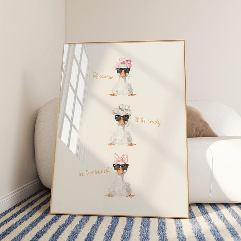 Funny Goose Bathroom Art Print, Retro Trendy Wall Decor (UNFRAMED ...
