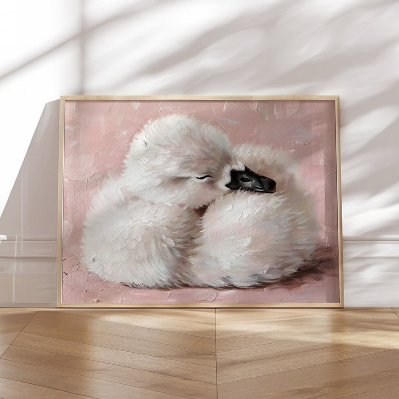 Swan Print Vintage Nursery Art Pink Girls Room Decor, Baby Swan ...
