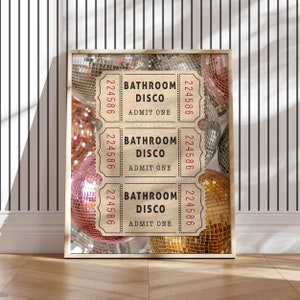 Bathroom Disco Ticket Print, Retro Maximalist Wall Art
