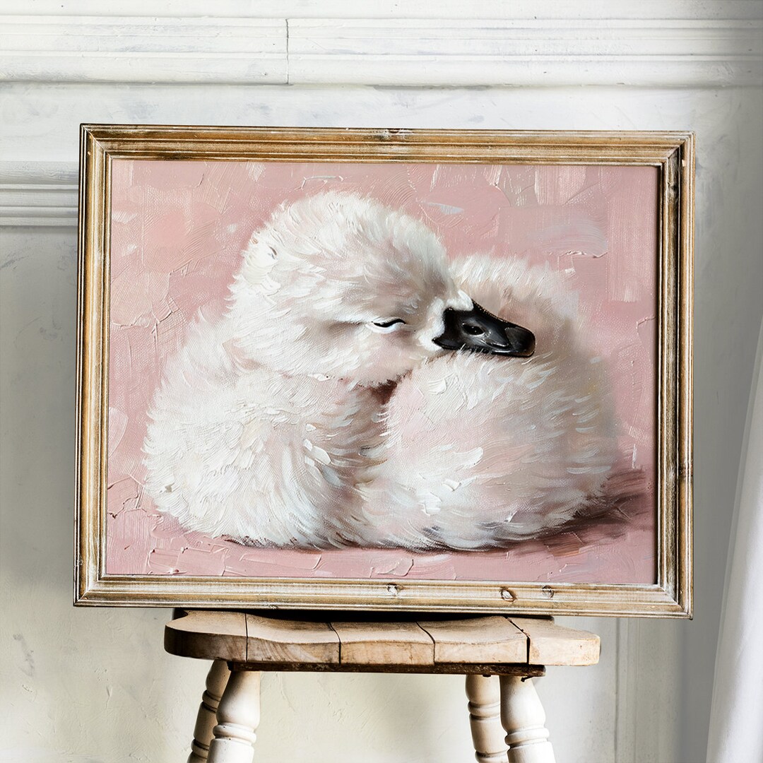 Swan Print Vintage Nursery Art Pink Girls Room Decor, Baby Swan ...