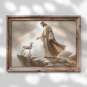 printable One Lost Sheep Jesus Leaves the 99 lamb DIGITAL DOWNLOAD Bible Sketches wall Art good Shepherd Modern Christian Gift print boho