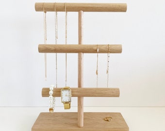 Triple Jewellery Stand - Wood Necklace Stand, Timber Bracelet Stand - Jewellery Display - Jewellery Organisation- Watch,  Bracelet Organiser