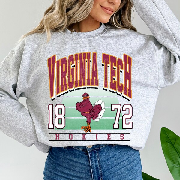 Virginia Tech Football Sweatshirt, Vintage VT Hokies, Football Crewneck, Virginia Tech Hokies Crewneck, Football Sweatshirt, Gift For Fans