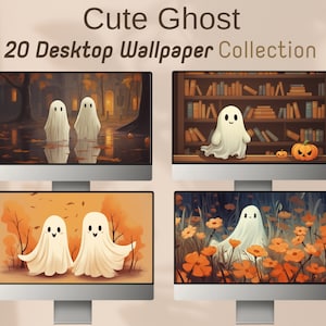 Fall Desktop Wallpapers Halloween Wallpaper Desktop Autumn Laptop Wallpaper Bundle Kawaii Ghost Background Cute Spooky Desktop Background
