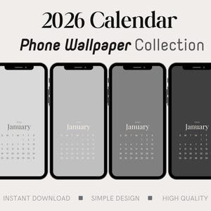 2026 Monthly Phone Calendar Wallpaper Pastel Gray Color Phone Calendar Wallpaper iphone Background Minimalist Calendar Simple Calendar