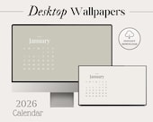 2026 Monthly Desktop Calendar Wallpaper Calendar Digital Background Minimal Design Calendar Simple organizer Digital planner 4 set