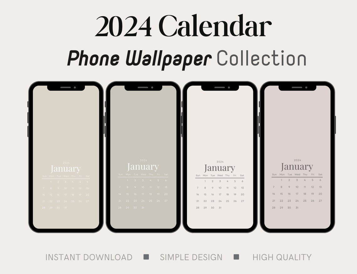 2024 Monthly Phone Calendar Wallpaper Pastel Color Phone Calendar Phone