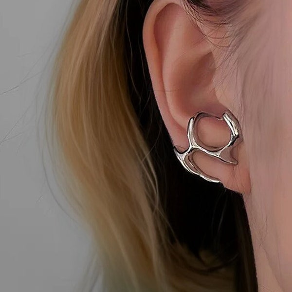 Grandes puces d'oreilles irrégulières, Boucles d'oreilles en argent fondu, Boucles d'oreilles contemporaines assorties | Cadeau pour elle | Cadeau d'anniversaire | Cadeau d'anniversaire