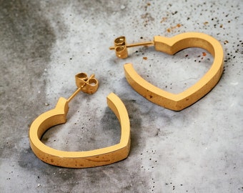 Heart Hoop Earrings, Gold Love Heart Hoop Earrings Jewellery Gift UK, Gift for Her, Bridesmaid gift