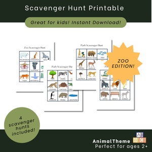 Zoo Scavenger Hunt Game for Kids, Preschool Activity, Scavenger Hunt Game