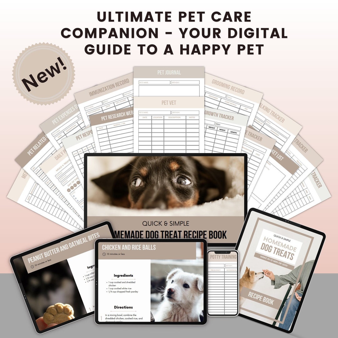 Pet Care Package, Pet Health Guide, Dog Recipe Book, Vet Records Etsy
