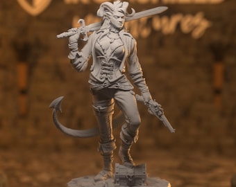 Syntheia Tiefling Rogue Scoundrel Figure 14k + Base Print 3D RPG Miniature Gift Idea mini |Dungeons & Dragons DND Tabletop | DM Stash