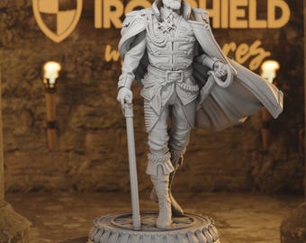 Benoit – Figura de pícaro, general vampiro, noble drow, 16k + base, impresión 3D, miniatura de rol, Dungeons & Dragons, DnD 5e, regalo de mesa