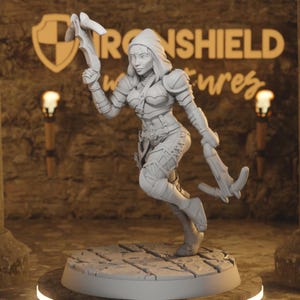 Vanel – Figura ágil de Asesino Pícaro de Doble Empuñadura (16k + Base) Miniatura de RPG impresa en 3D | Dungeons & Dragons DnD 5e Idea de Regalo de Mesa para JDR