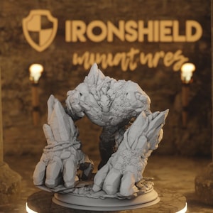 Golem Elementali - Figura di Roccia di Pietra Terrestre + Base stampa 3D 12k miniatura dnd Idea Regalo mini | Dungeons & Dragons | Gioco da Tavolo | DM Stash