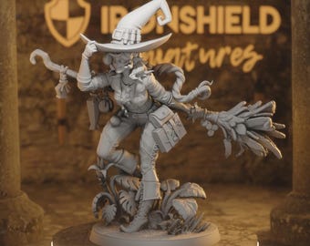 Flaurie Goode - Broom-Wielding Human Druid Witch Potion-Brewer of the C 14k 3D Miniature | Dungeons & Dragons DND Tabletop | Mammoth Factory
