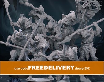 Sahuagin Army Water Monsters 8 Figures 12k 14k + BONUS Print 3D RPG Miniature Gift Idea mini | Dungeons & Dragons | Tabletop | Mammoth