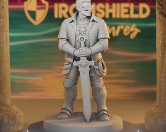 Sonny Baywarden - Human Paladin Lifeguard with Greatsword Summer | DnD RPG M 14k 3D Miniature | Dungeons & Dragons DND Tabletop | IronShield