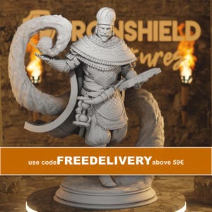 Ahmarai Waqalas - Tidsberörd mänsklig trollkarl, Edradoris siste lärde, 14k 3D-miniatyr | Dungeons & Dragons DND-bord | DM Stash