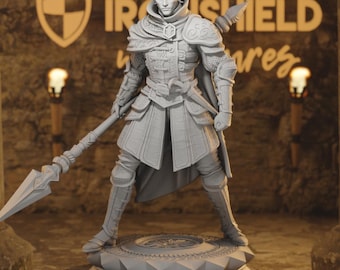 Karthis Warrior Paladin Ranger Spear Figure 16k + Base Print 3D RPG Miniature Gift Idea mini | Dungeons & Dragons DND Tabletop | DM Stash