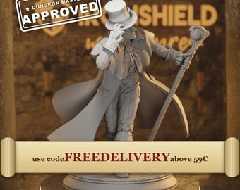 Cobalt Fairfax - Stone-Skinned Human Sorcerer Bard Professor of Transmutation 14k 3D Miniature | Dungeons & Dragons DND Tabletop | DM Stash