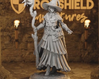 Figura de hechicera y bruja Alia, 16 000 + base, impresión 3D, idea de regalo en miniatura para juego de rol mini | Juego de mesa DND de Dungeons & Dragons | Alijo de DM