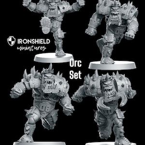 Orc Blitzer Set Fantasy Football undead warriors detailed mini for dnd figure print 3d resin 12k 32mm miniatures figures mins