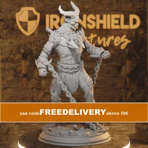 Kedjedjävlar från Nosmeni Demon Major Figur 12k + Gratis utskrift 3D RPG Miniatyr Presentidé mini | Dungeons & Dragons | Bordsskiva DM Stash