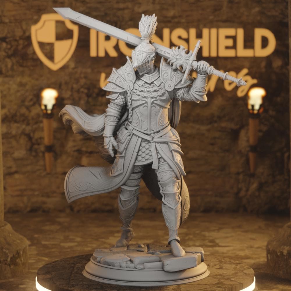 Lothar the Black Knight Paladin Fighter 5e Figuur 16k + Basis Print 3D RPG Miniatuur Cadeau Idee mini Dungeons & Dragons DND Tafelblad DM Stash
