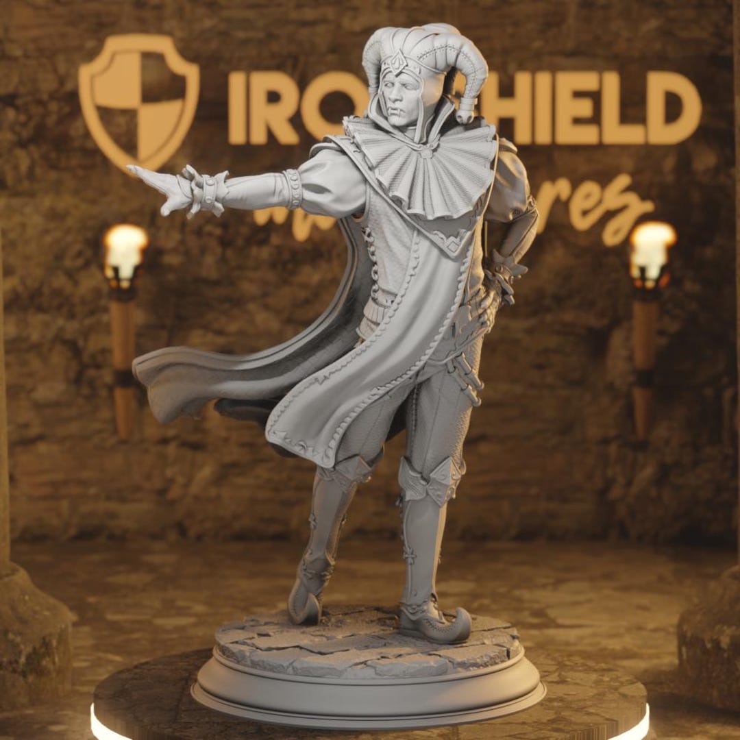Rpg Jester Melancholy – Tragic Jester Bard NPC Figure 16k + Base 3D Printed RPG ...