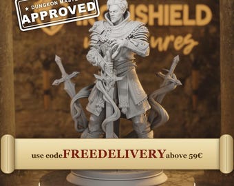 Felix Droste - Human Battlemage Fighter Sorcerer Blade-Conjurer of Canos 14k 3D Miniature | Dungeons & Dragons DND Tabletop | DM Stash