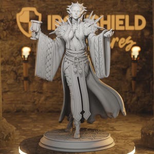 Baroness Noctra – Vampire Noblewoman Drow Sorceress Figure 16k + Base 3D Printed RPG Miniature Dungeons & Dragons DnD 5e Tabletop Gift