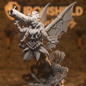 Tina den mekaniska fén figur 14k + Bastryck 3D RPG Miniatyr Presentidé mini | Dungeons & Dragons DND Tabletop Mammoth Factory