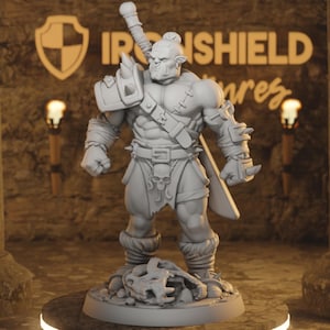 Nadug Half Orc Warrior Fighter Barbarian mini for D&D dnd figure print 3d 16k miniature miniatures Gift Idea Dungeons and Dragons Tabletop