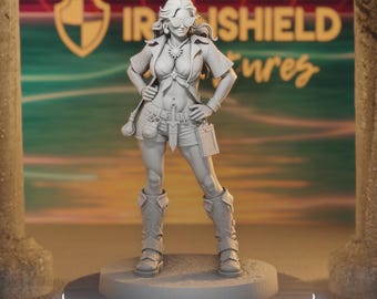 Gina Seabreeze - Human Rogue Beach Adventurer with Dagger Summer | DnD RPG M 14k 3D Miniature | Dungeons & Dragons DND Tabletop | IronShield