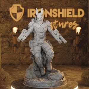 Bjorn Pilot Gunslinger Shooting Jetpak Figure 16k + Base Print 3D RPG Miniature Gift Idea mini | Dungeons & Dragons DND Tabletop DM Stash